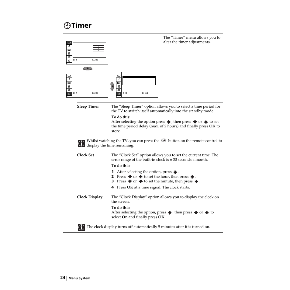 Timer, Temporizador, Temporisation | Sony KZ-32TS1E User Manual | Page 24 / 135