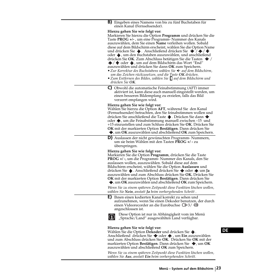 De b) | Sony KZ-32TS1E User Manual | Page 56 / 135