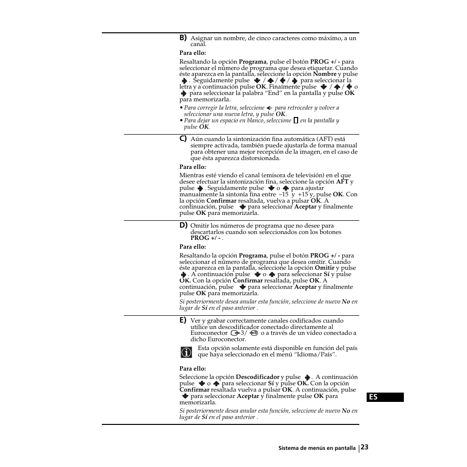 Es b) | Sony KZ-32TS1E User Manual | Page 88 / 135