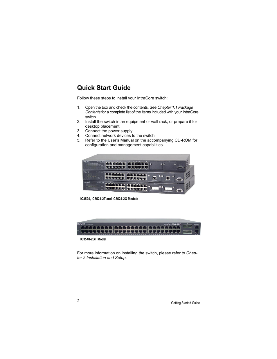 Quick start guide | Asante Technologies 3500 User Manual | Page 2 / 36