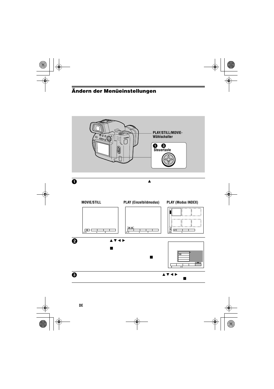 Ändern der menüeinstellungen | Sony MVC-CD1000 User Manual | Page 118 / 156