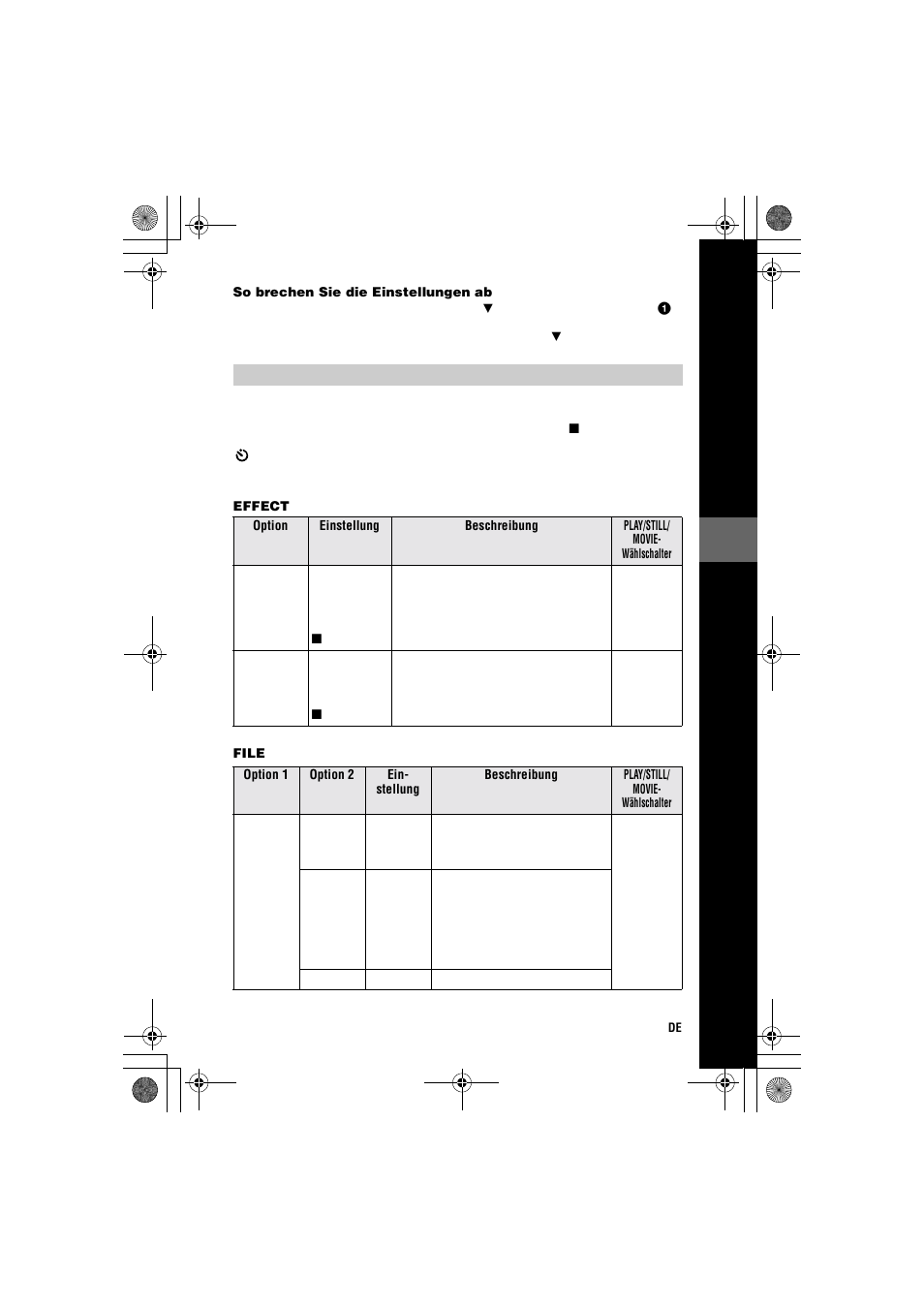 Menüeinstellungen, Selbstauslöser) | Sony MVC-CD1000 User Manual | Page 119 / 156