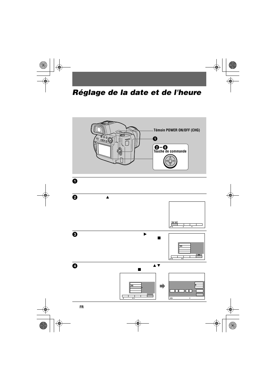 Réglage de la date et de l'heure, Er (12) | Sony MVC-CD1000 User Manual | Page 12 / 156