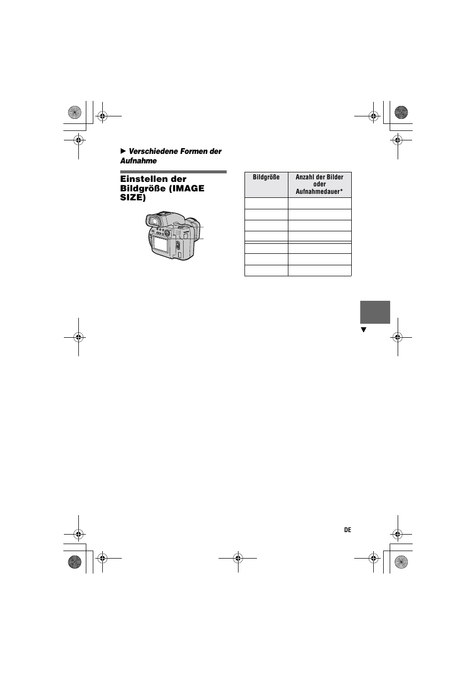 Einstellen der bildgröße (image size) | Sony MVC-CD1000 User Manual | Page 123 / 156