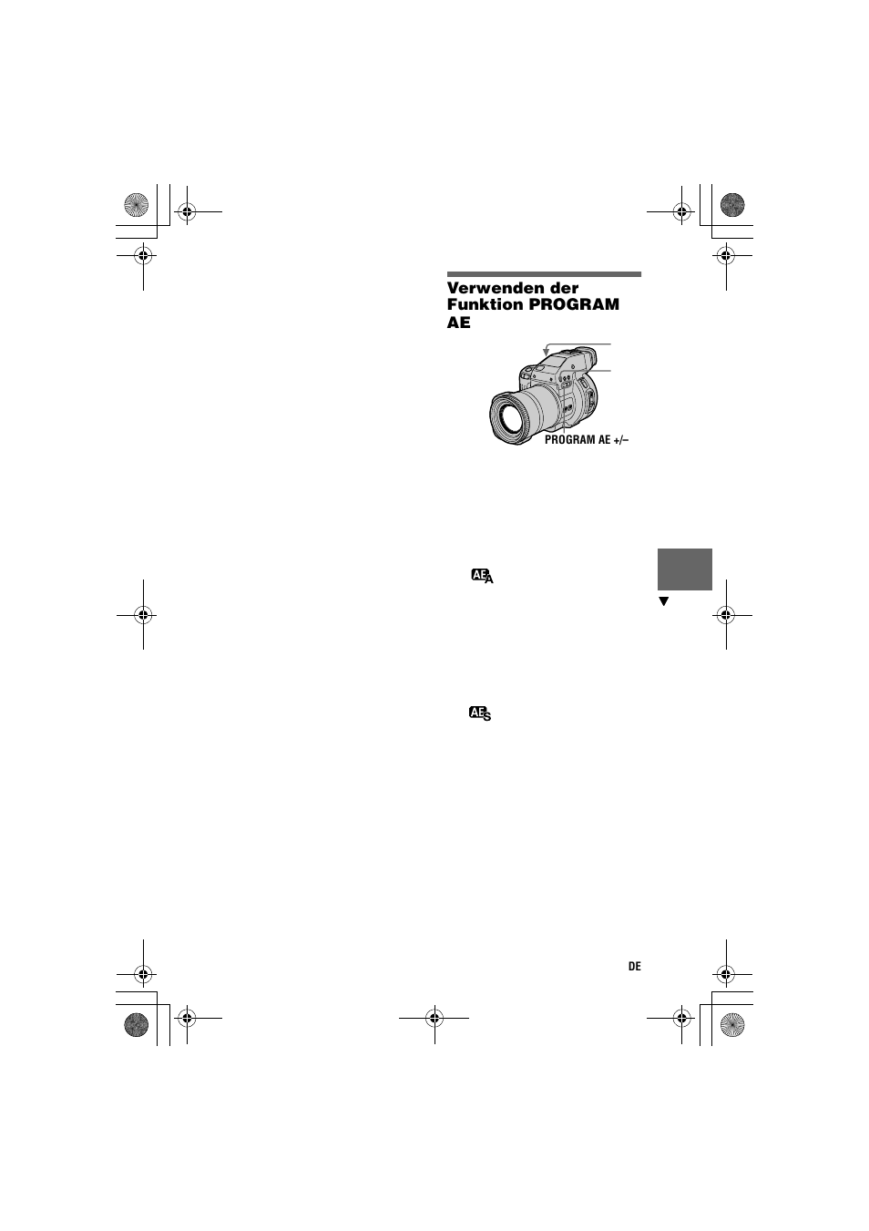 Verwenden der funktion program ae | Sony MVC-CD1000 User Manual | Page 127 / 156