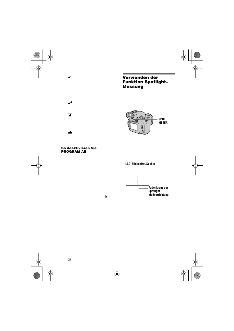 Verwenden der funktion spotlight– messung | Sony MVC-CD1000 User Manual | Page 128 / 156