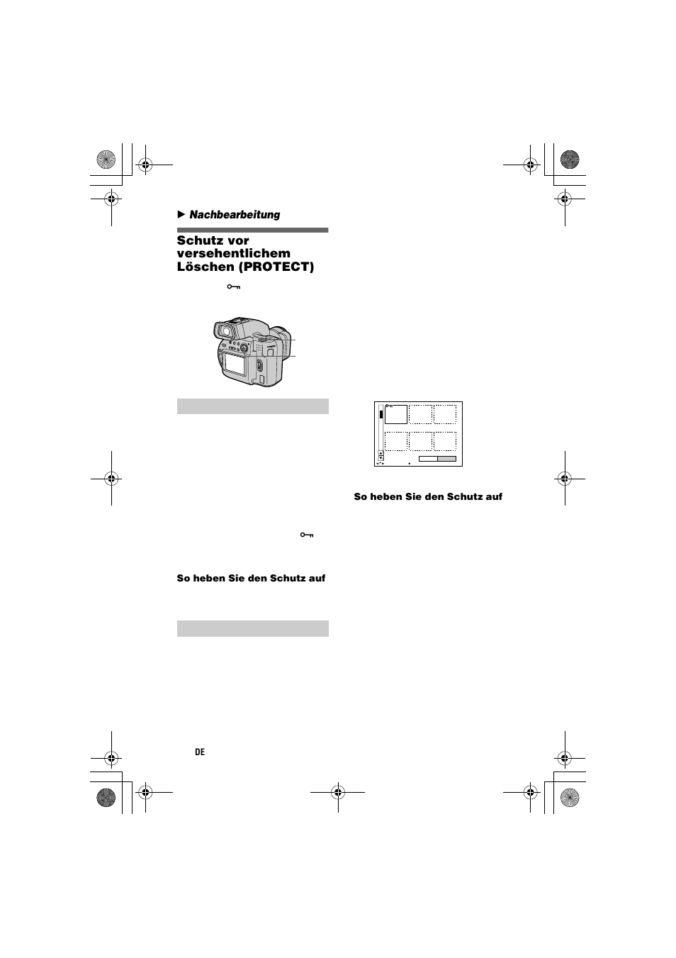 Schutz vor versehentlichem löschen (protect), Im einzelbildmodus, Im modus index | Sony MVC-CD1000 User Manual | Page 136 / 156