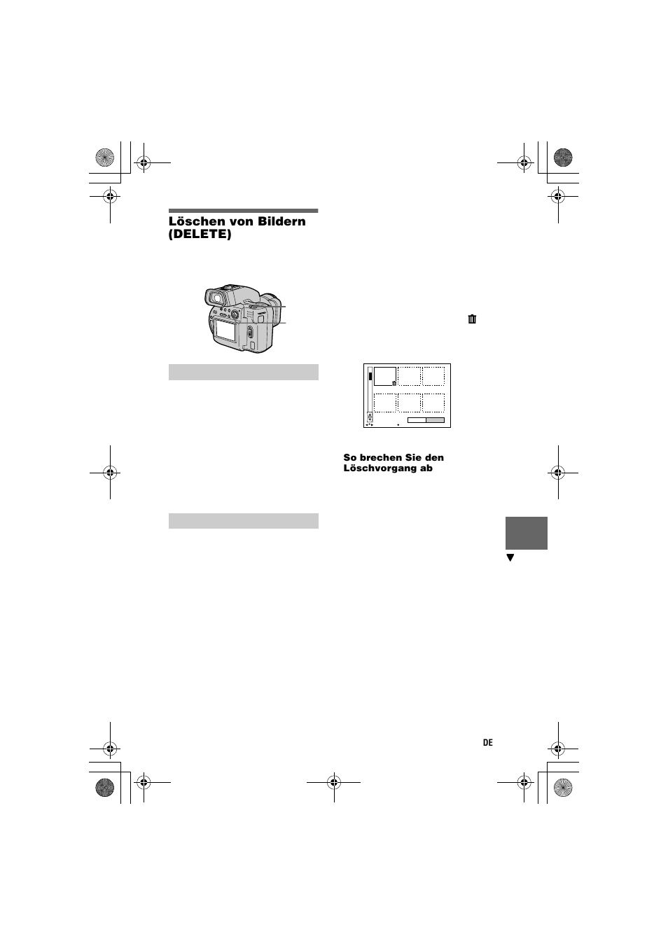 Löschen von bildern (delete), Im einzelbildmodus, Im modus index | Sony MVC-CD1000 User Manual | Page 137 / 156