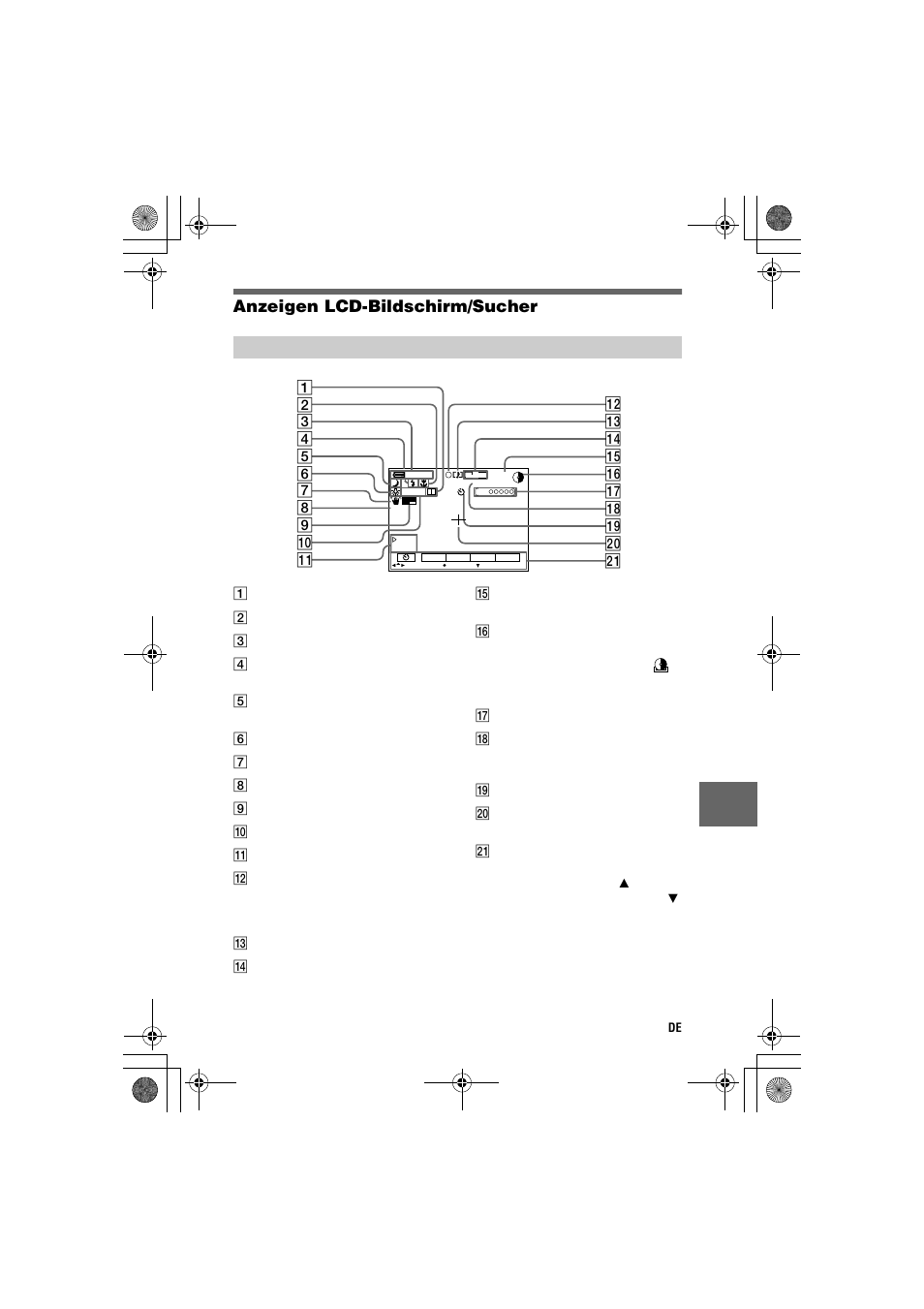 Anzeigen lcd-bildschirm/sucher, Anzeigen während der aufnahme | Sony MVC-CD1000 User Manual | Page 151 / 156