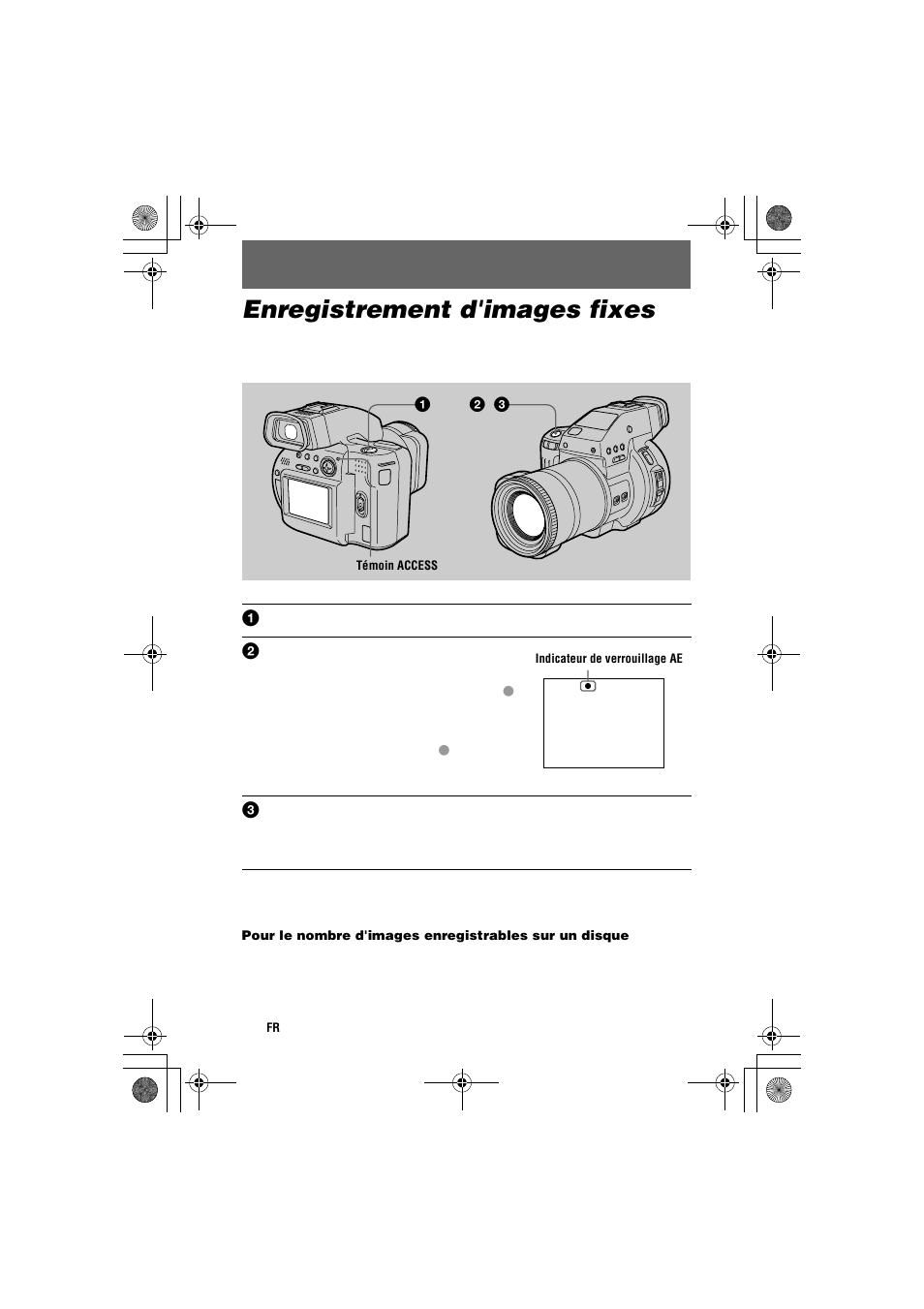Enregistrement d'images fixes, S (18) | Sony MVC-CD1000 User Manual | Page 18 / 156