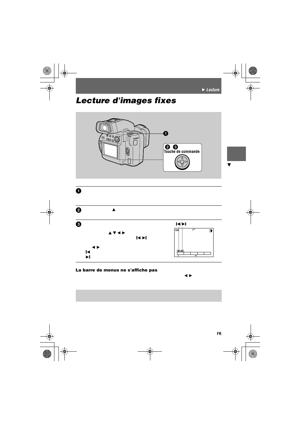 Lecture d'images fixes | Sony MVC-CD1000 User Manual | Page 25 / 156