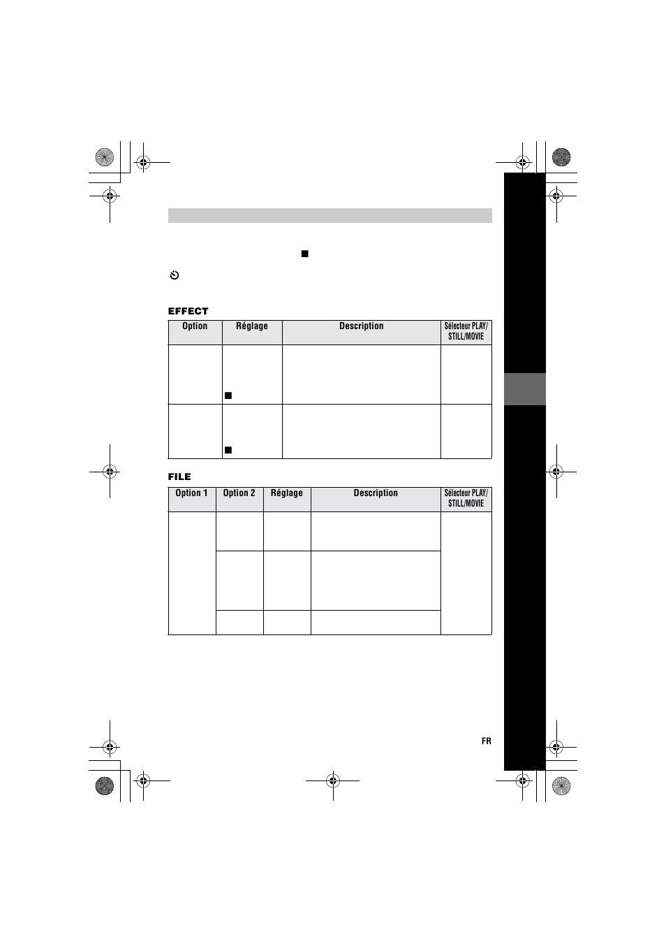 Réglages de menu, Retardateur) | Sony MVC-CD1000 User Manual | Page 43 / 156