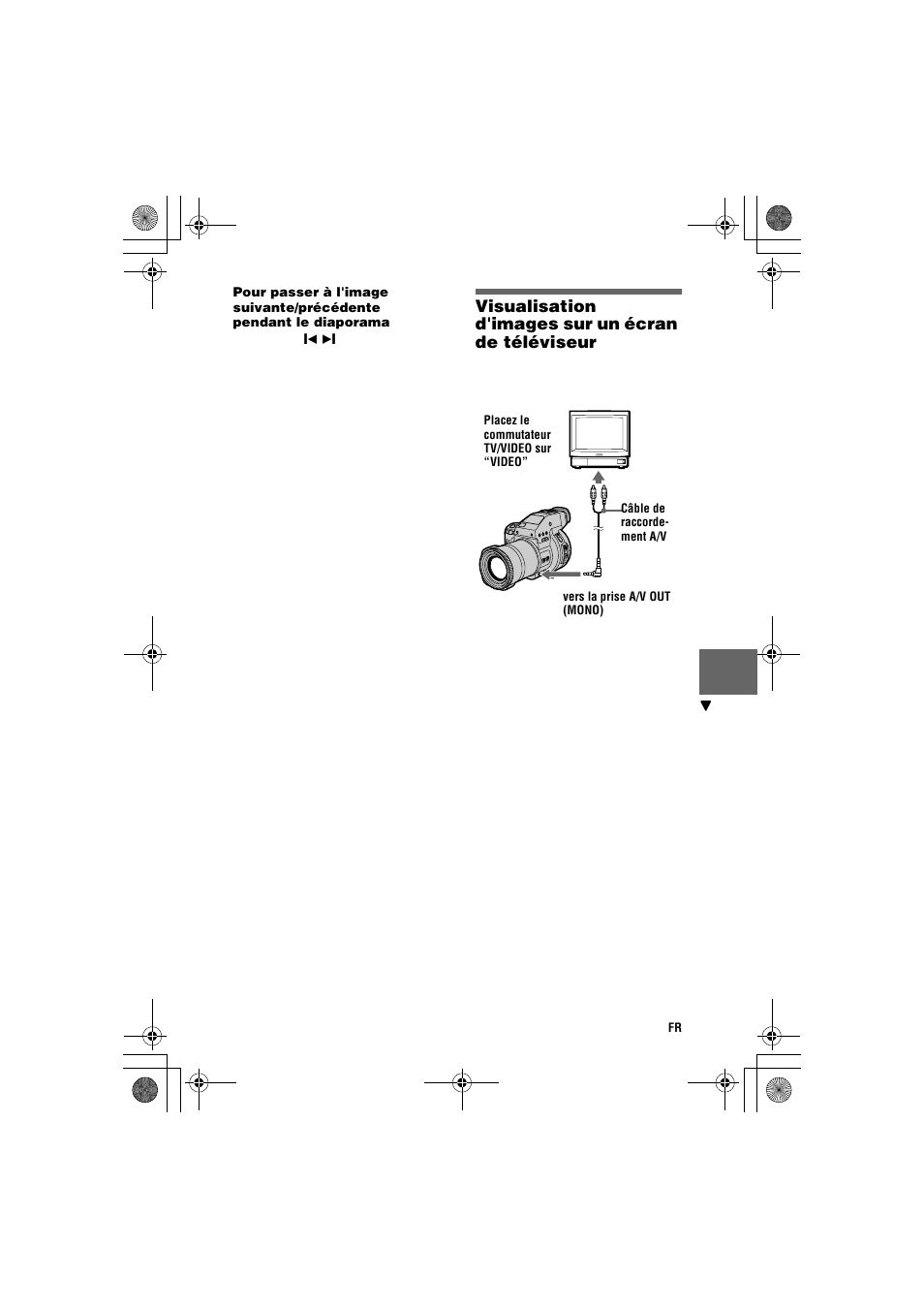 Visualisation d'images sur un écran de téléviseur, Visualisation d'images sur un écran de, Téléviseur | No) (59 | Sony MVC-CD1000 User Manual | Page 59 / 156