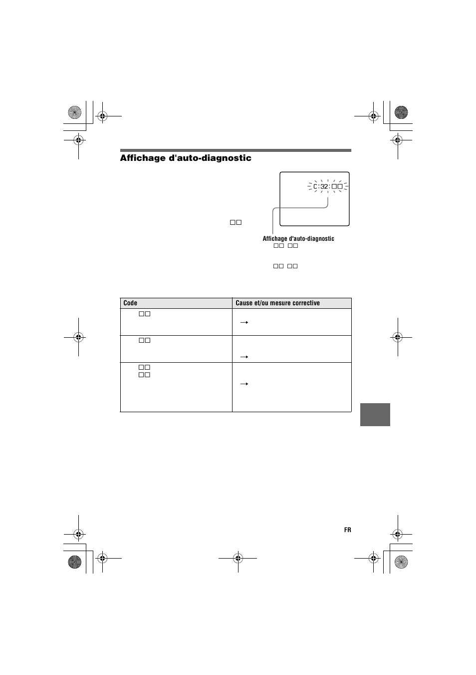 Affichage d'auto-diagnostic | Sony MVC-CD1000 User Manual | Page 73 / 156