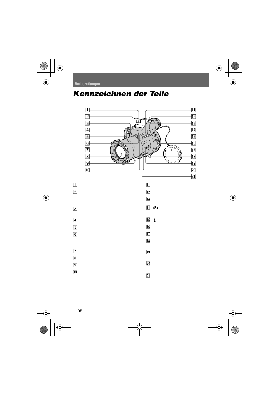 Kennzeichnen der teile | Sony MVC-CD1000 User Manual | Page 82 / 156