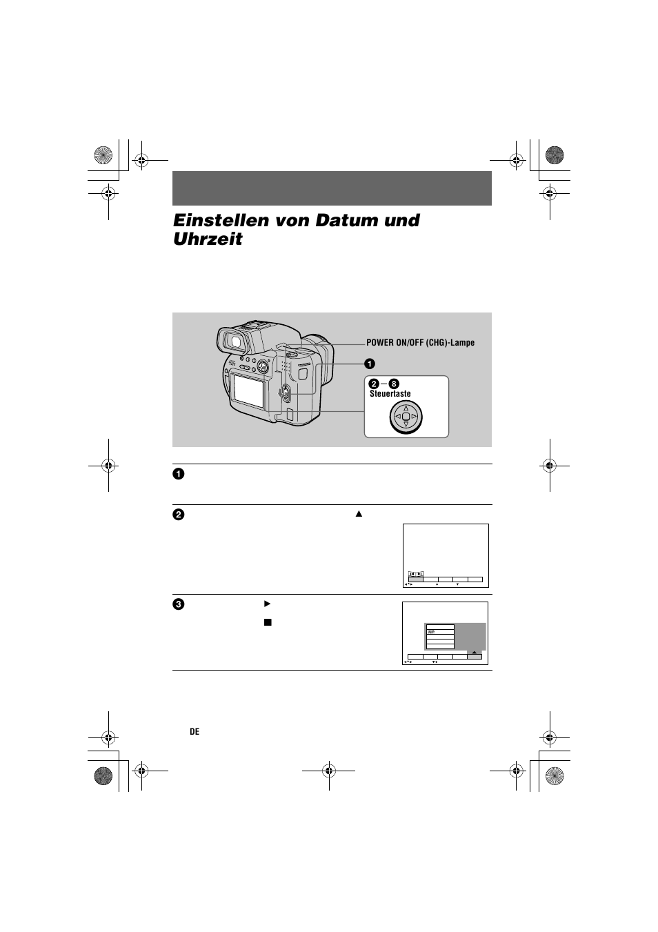 Einstellen von datum und uhrzeit, Er (12) | Sony MVC-CD1000 User Manual | Page 88 / 156