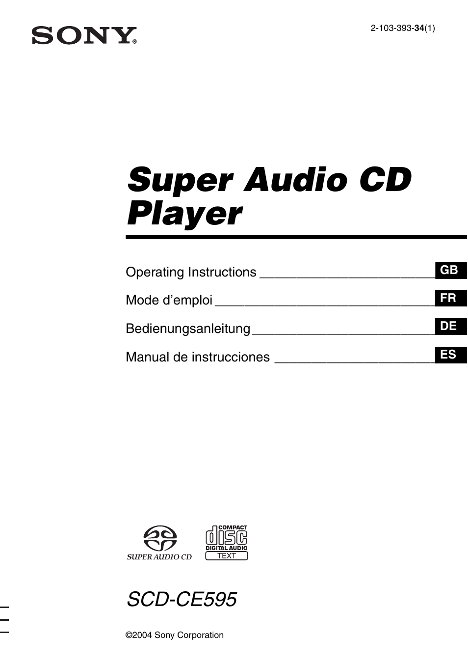 Sony SCD-CE595 User Manual | 100 pages