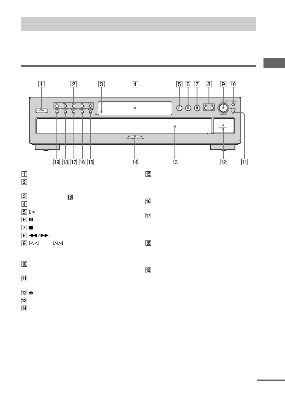 Index to parts and controls, Front panel | Sony SCD-CE595 User Manual | Page 23 / 100