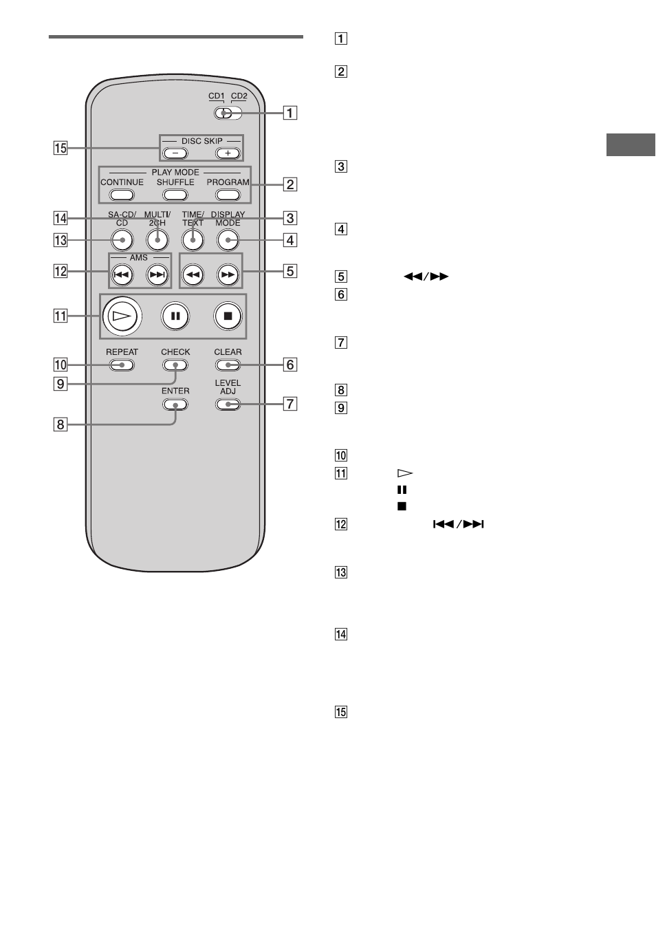 Télécommande | Sony SCD-CE595 User Manual | Page 49 / 100