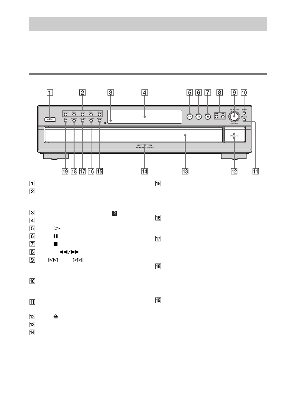 Índice de piezas y controles, Panel frontal | Sony SCD-CE595 User Manual | Page 98 / 100