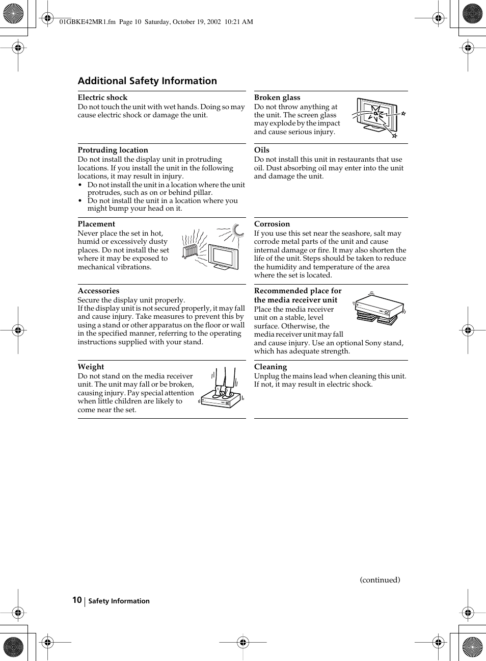 Additional safety information | Sony KE-42MR1 User Manual | Page 10 / 305