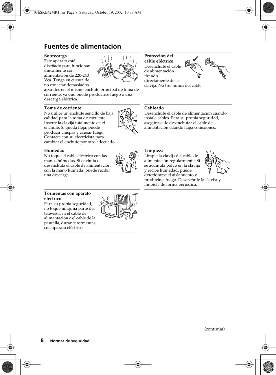 Fuentes de alimentación | Sony KE-42MR1 User Manual | Page 159 / 305