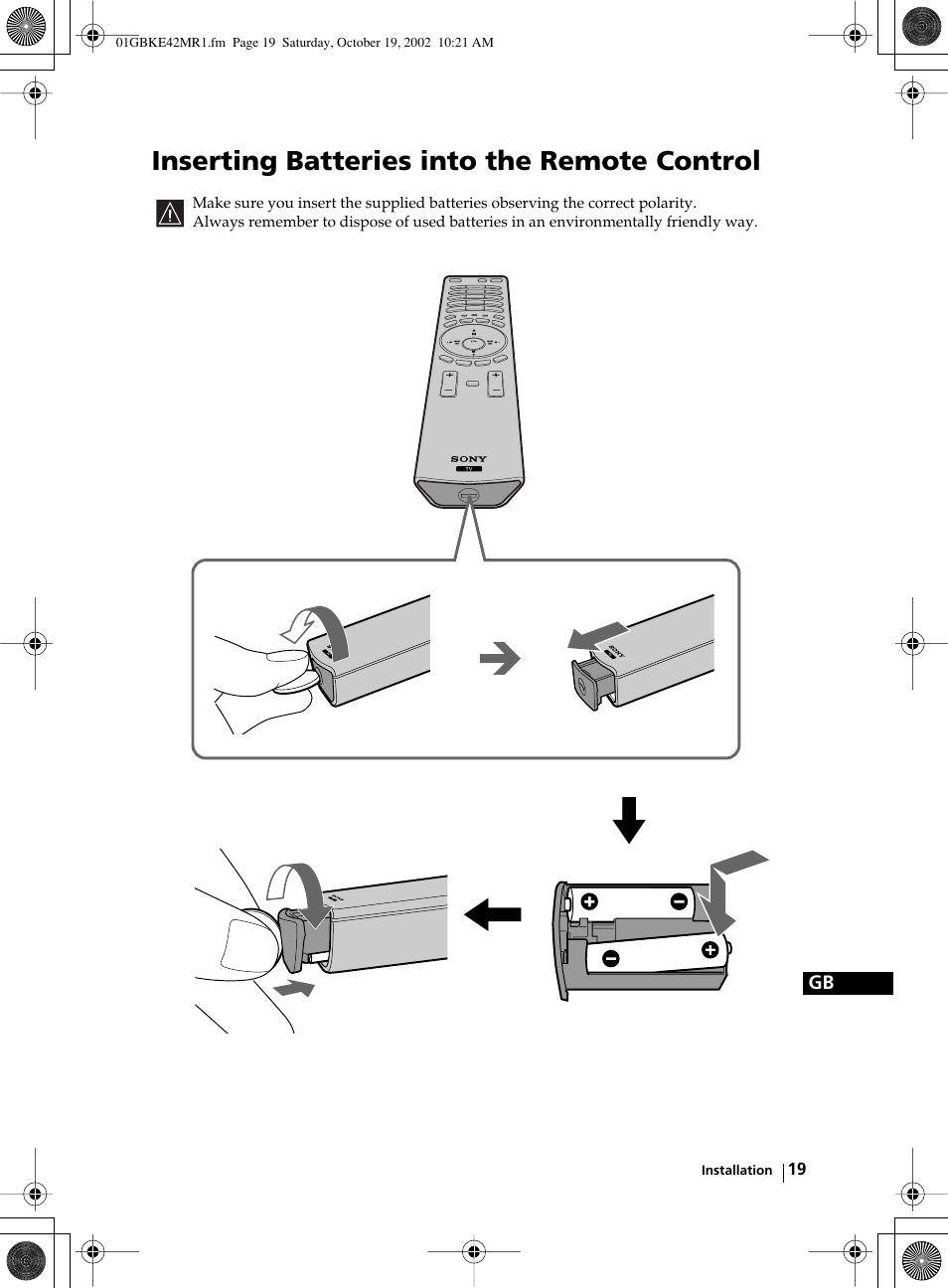 Sony KE-42MR1 User Manual | Page 19 / 305