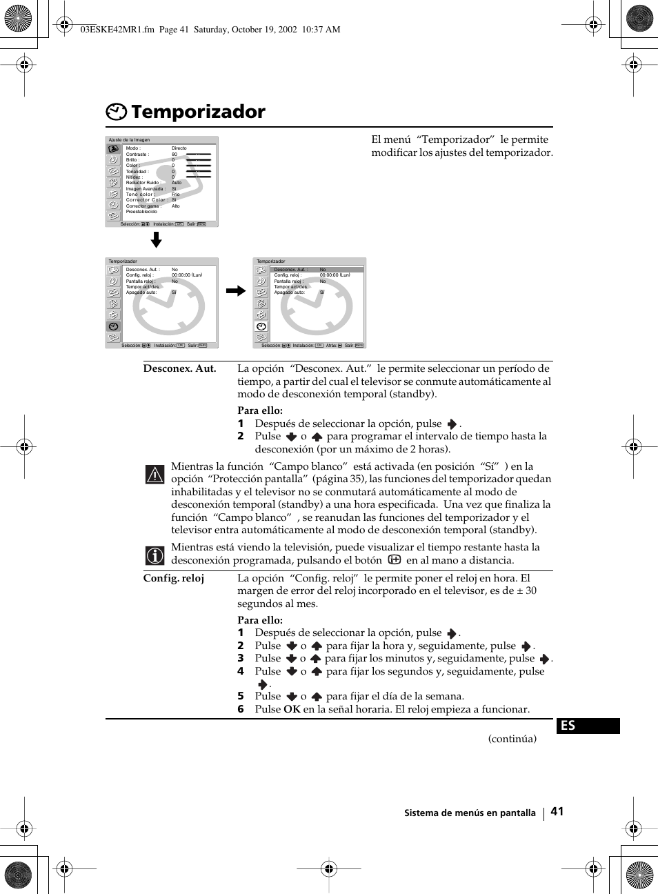 Temporizador | Sony KE-42MR1 User Manual | Page 192 / 305