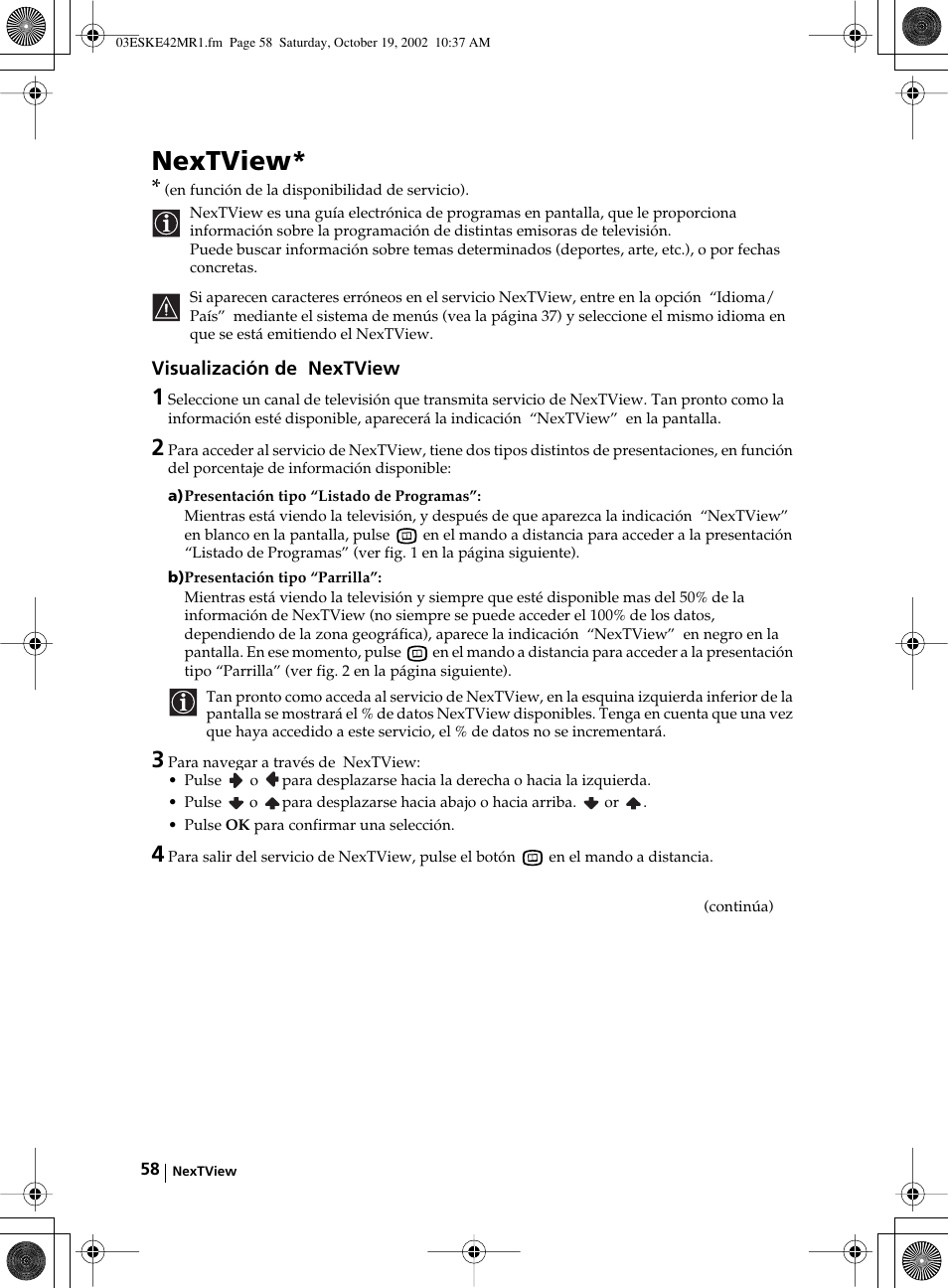 Nextview | Sony KE-42MR1 User Manual | Page 209 / 305