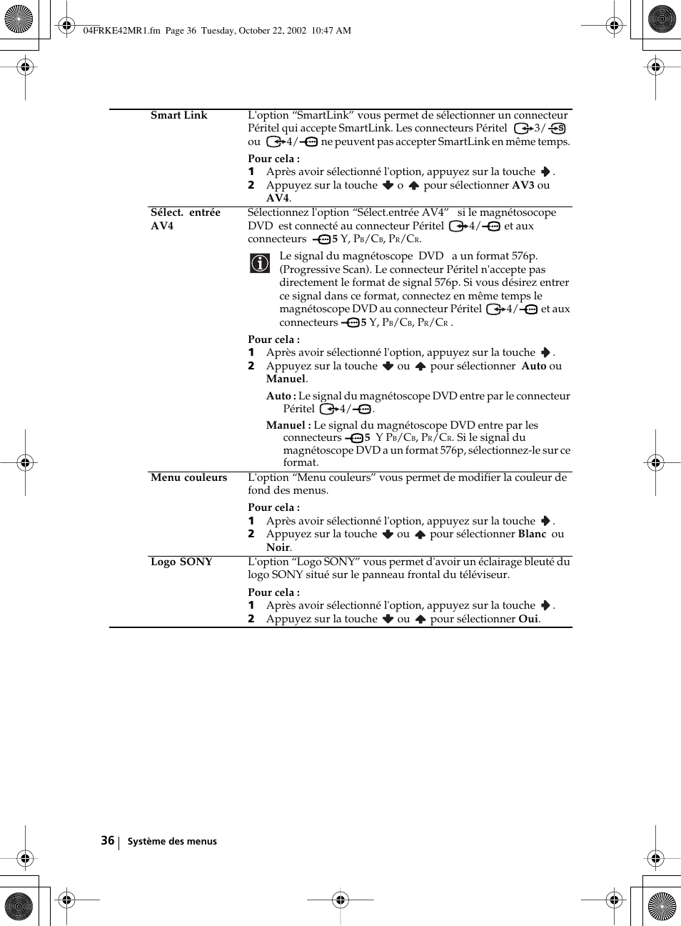 Sony KE-42MR1 User Manual | Page 262 / 305