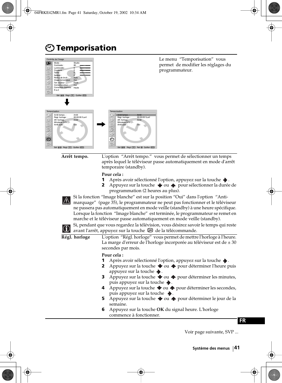 Temporisation | Sony KE-42MR1 User Manual | Page 267 / 305