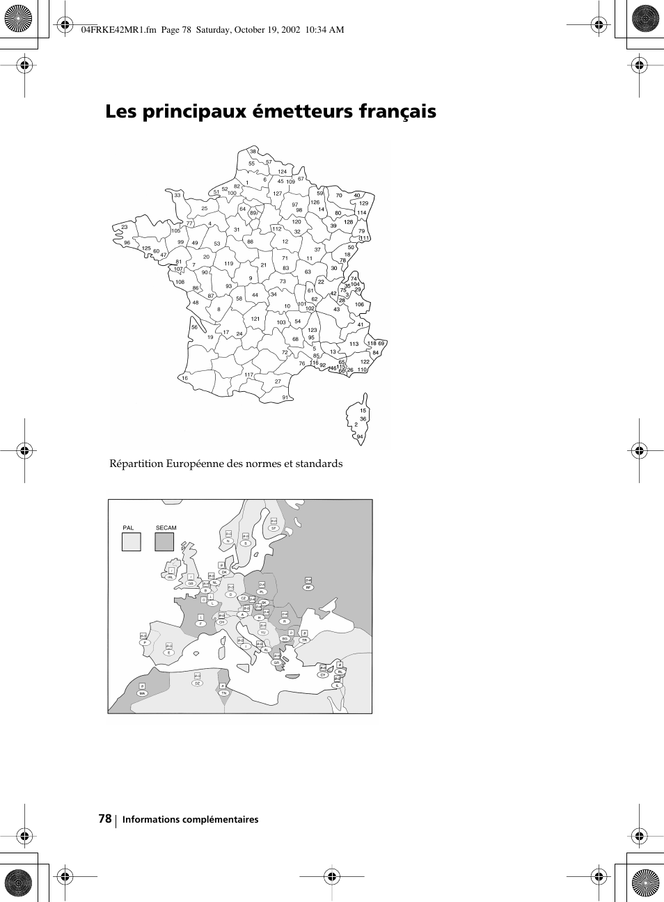 Les principaux émetteurs français | Sony KE-42MR1 User Manual | Page 304 / 305