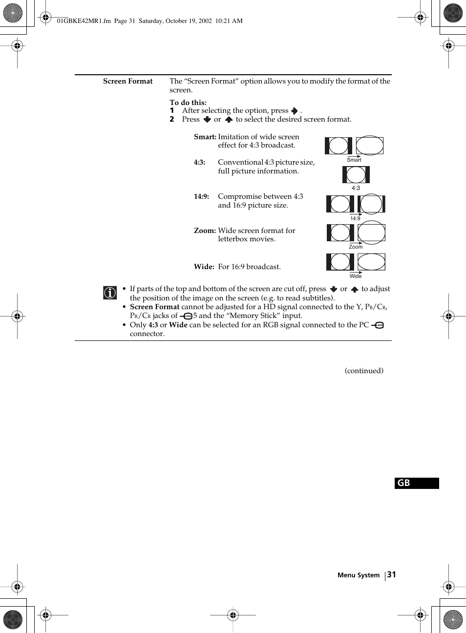 Sony KE-42MR1 User Manual | Page 31 / 305