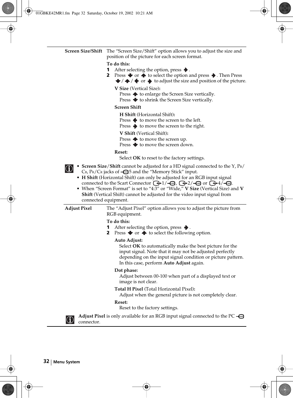 Sony KE-42MR1 User Manual | Page 32 / 305