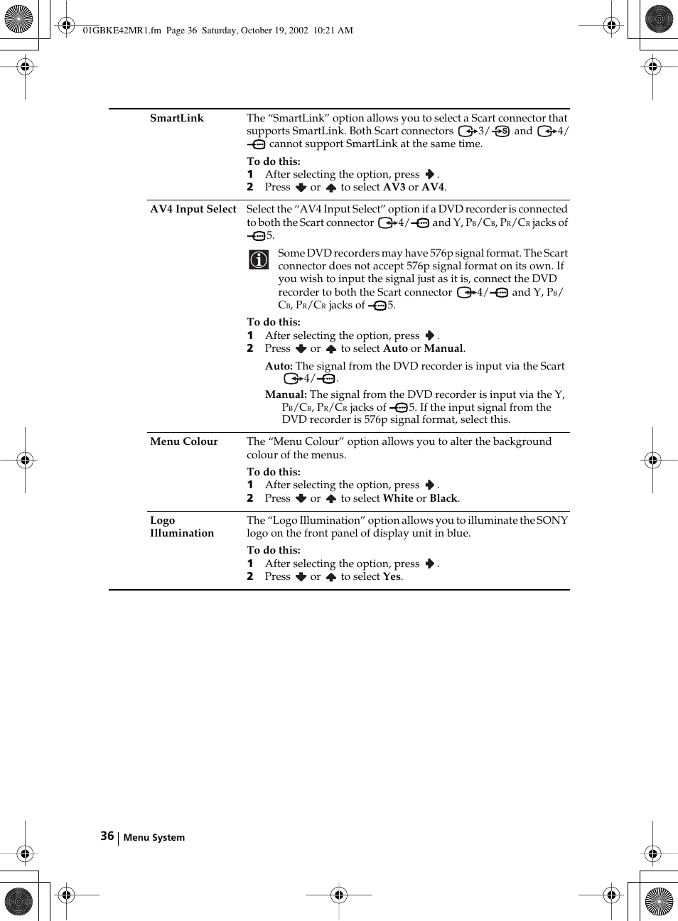 Sony KE-42MR1 User Manual | Page 36 / 305