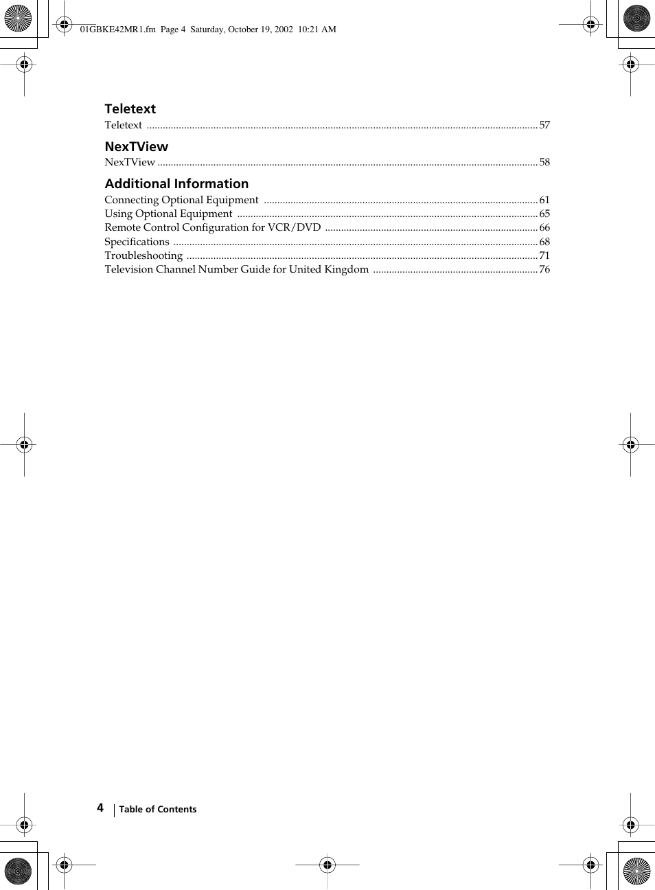 Sony KE-42MR1 User Manual | Page 4 / 305