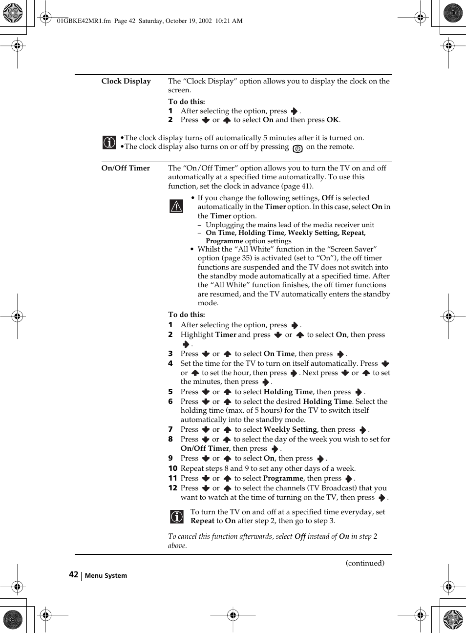 Sony KE-42MR1 User Manual | Page 42 / 305