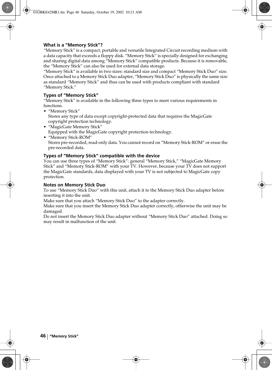 Sony KE-42MR1 User Manual | Page 46 / 305