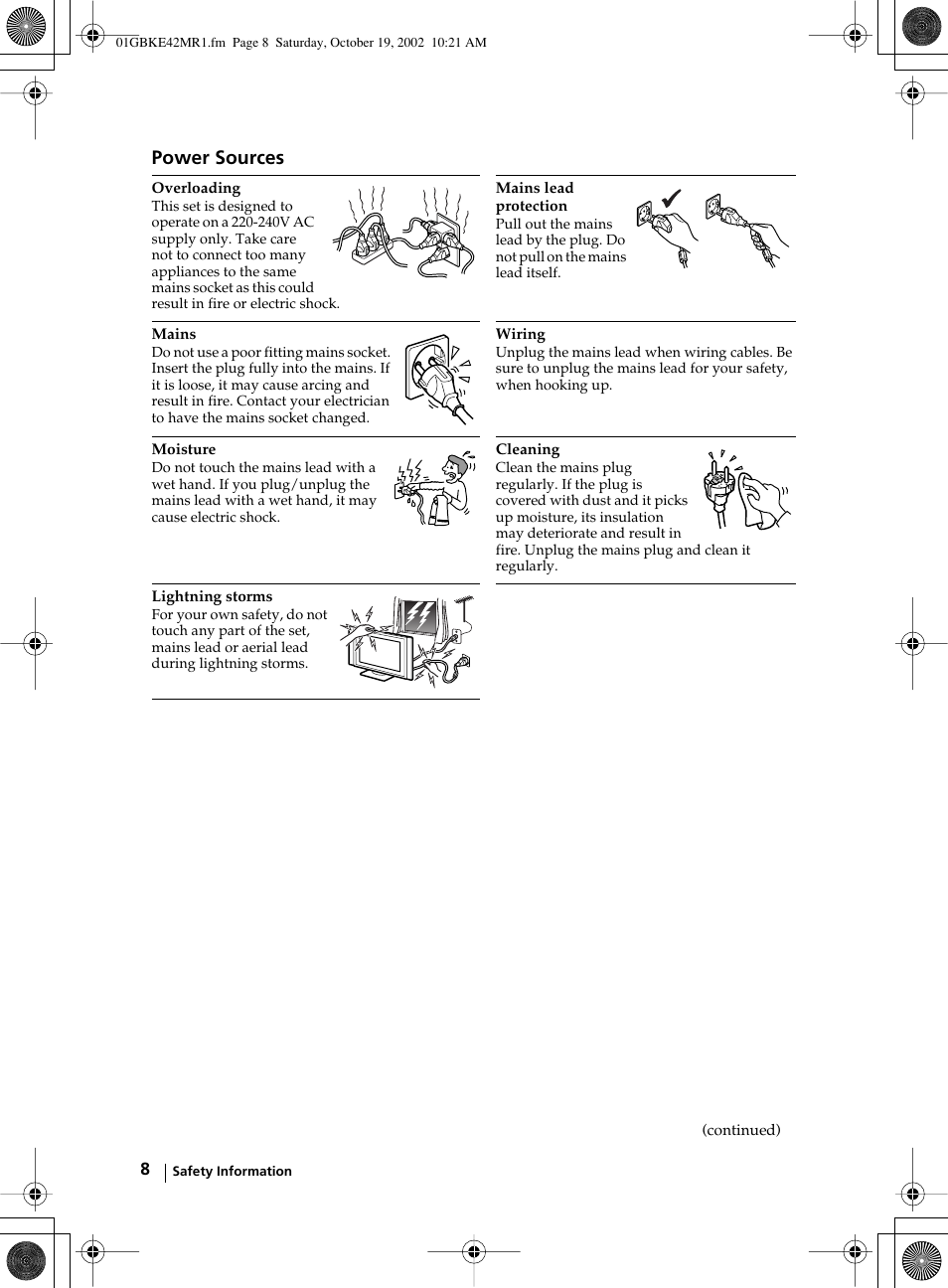 Power sources | Sony KE-42MR1 User Manual | Page 8 / 305