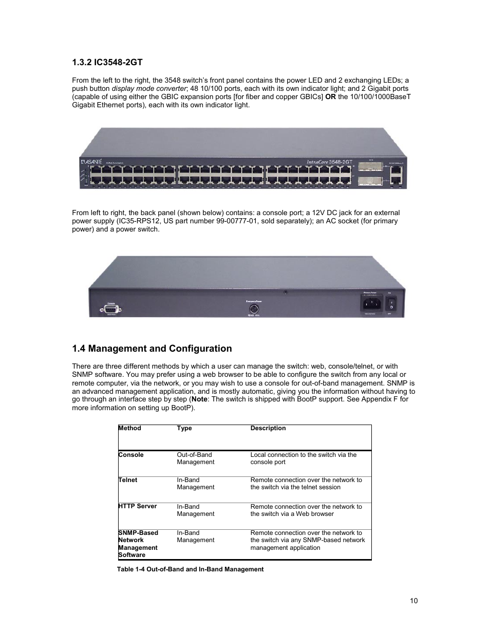 4 management and configuration | Asante Technologies 3500 Series User Manual | Page 10 / 85