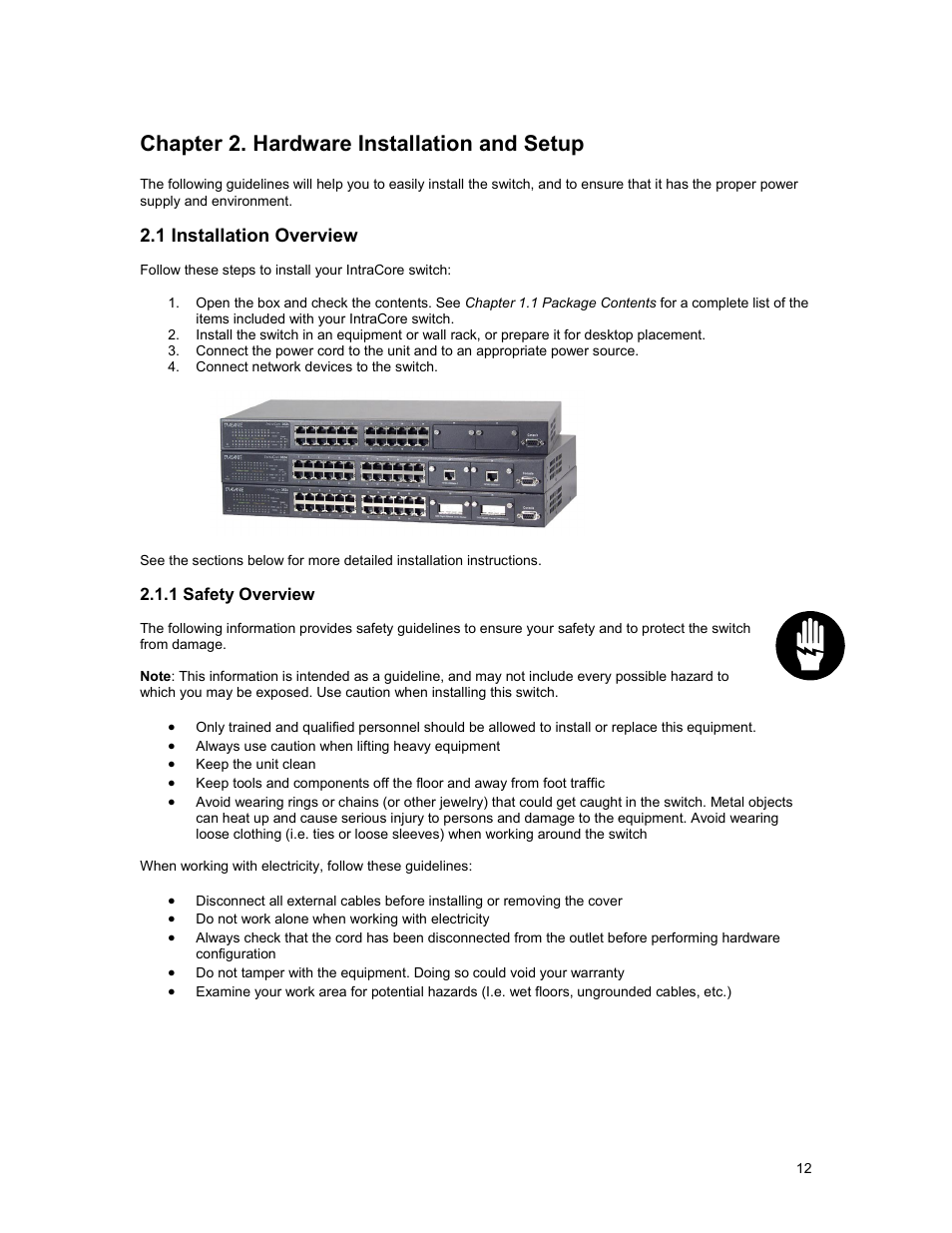 Chapter 2. hardware installation and setup, 1 installation overview | Asante Technologies 3500 Series User Manual | Page 12 / 85