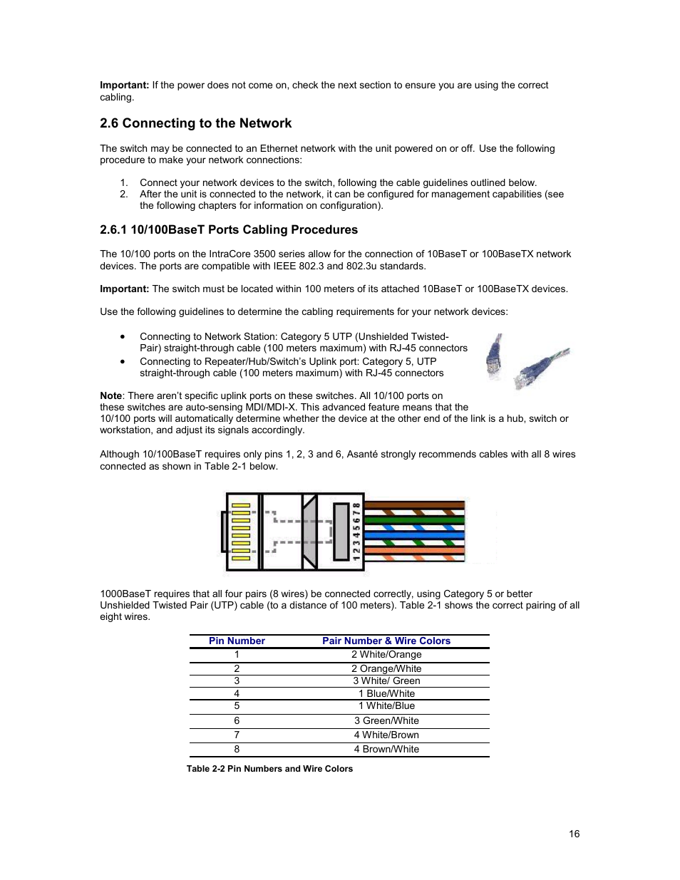 6 connecting to the network | Asante Technologies 3500 Series User Manual | Page 16 / 85