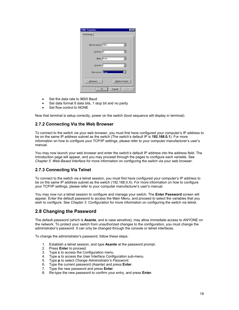 8 changing the password | Asante Technologies 3500 Series User Manual | Page 18 / 85