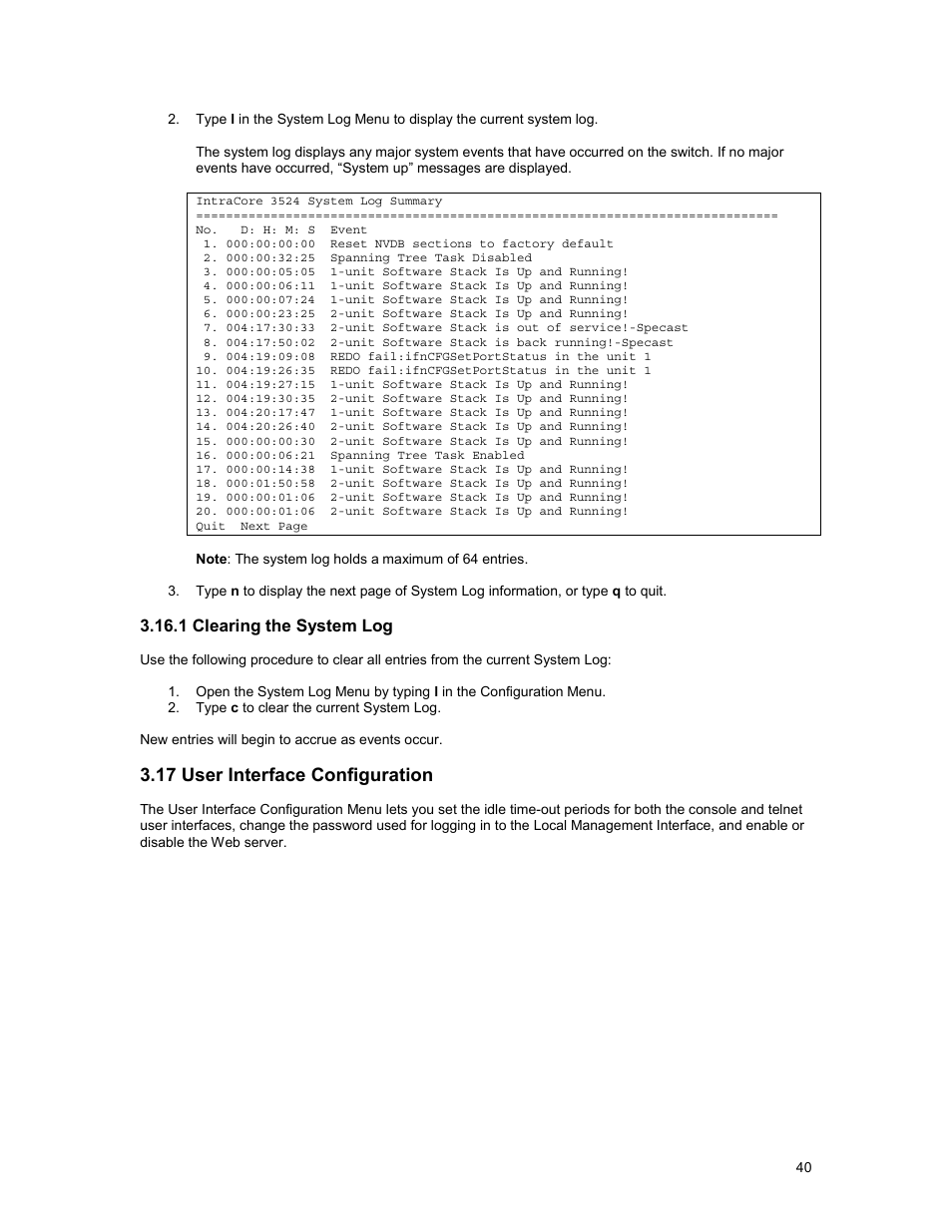 17 user interface configuration | Asante Technologies 3500 Series User Manual | Page 40 / 85