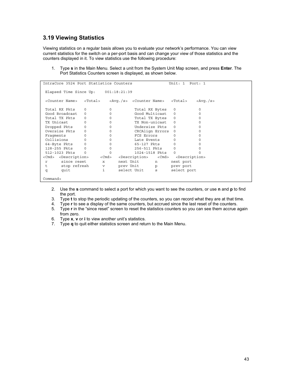 19 viewing statistics | Asante Technologies 3500 Series User Manual | Page 43 / 85