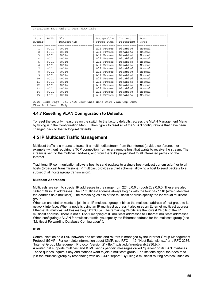 5 ip multicast traffic management | Asante Technologies 3500 Series User Manual | Page 55 / 85