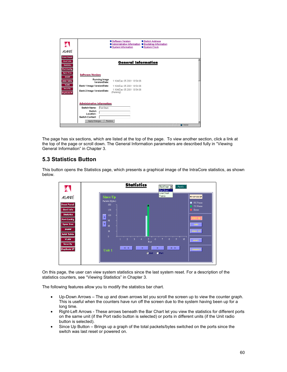 3 statistics button | Asante Technologies 3500 Series User Manual | Page 60 / 85