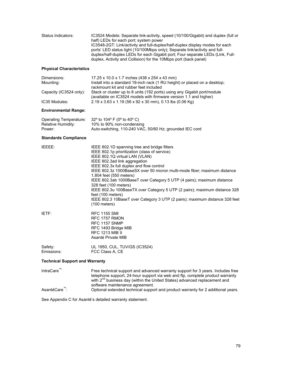 Asante Technologies 3500 Series User Manual | Page 79 / 85