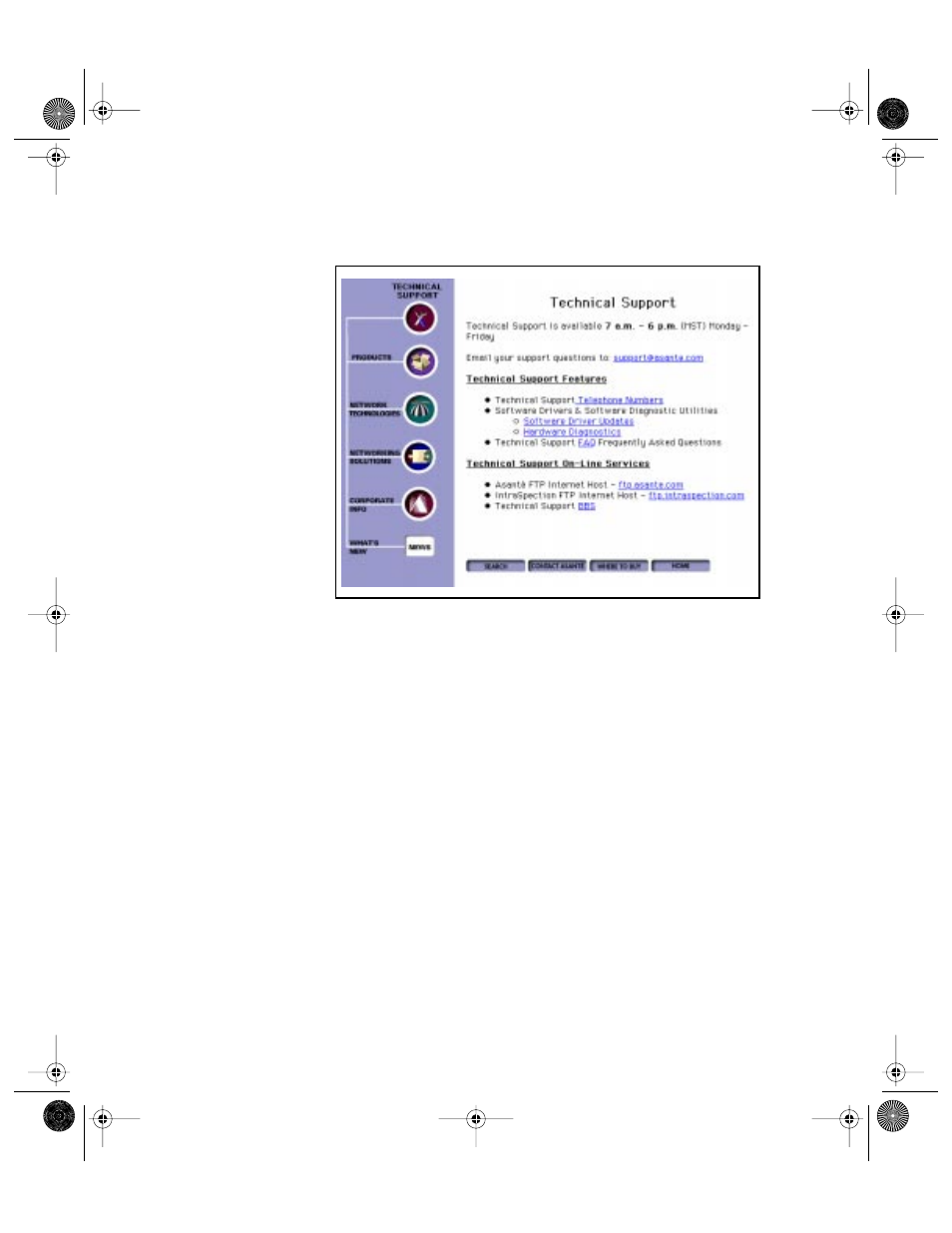 Figure 8-11, Asanté technical support screen -18 | Asante Technologies 6200 User Manual | Page 137 / 188