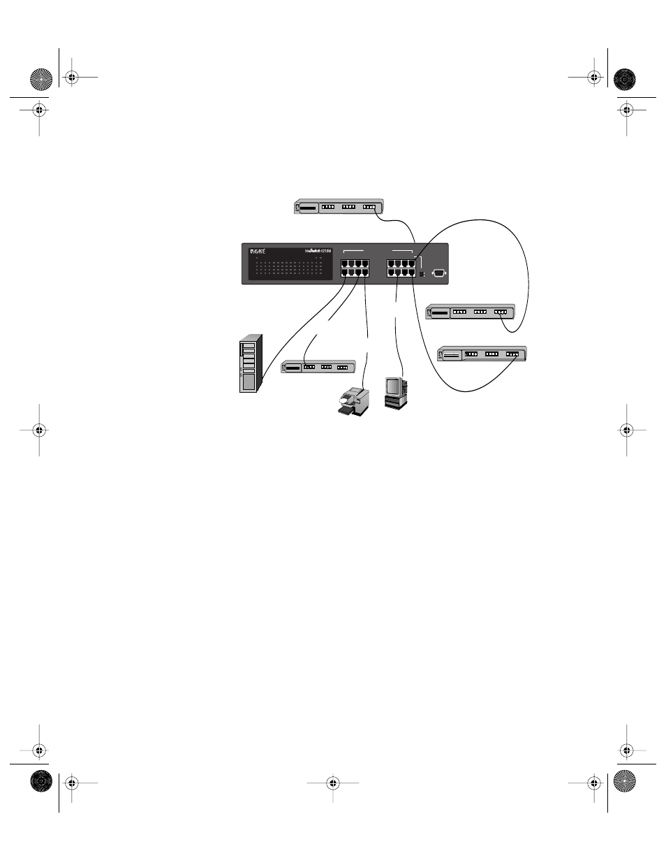 Configuring for management, Bootp configuration, Configuring for management -8 | Figure 2-2, Intraswitch cabling scenarios -8, Normal uplink | Asante Technologies 6200 User Manual | Page 33 / 188